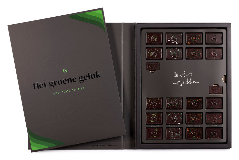 Chocoladeboek Het groene geluk met vegan en lactosevrije Stories open